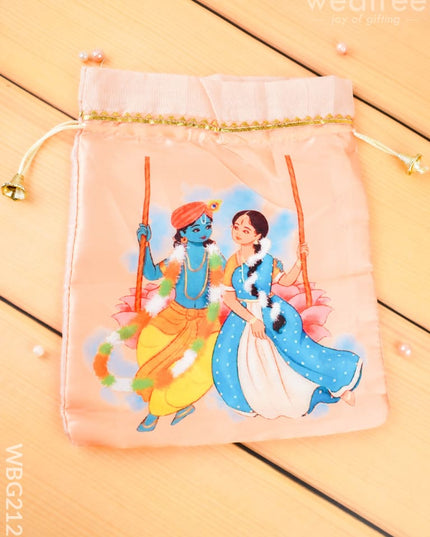 Radhakrishna Print String Bag - 10x8 inch - WBG2121 - String Bags