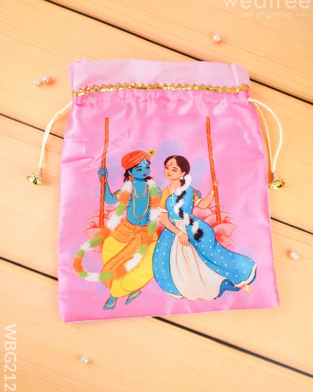 Radhakrishna Print String Bag - 10x8 inch - WBG2121 - String Bags