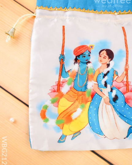Radhakrishna Print String Bag - 10x8 inch - WBG2121 - String Bags