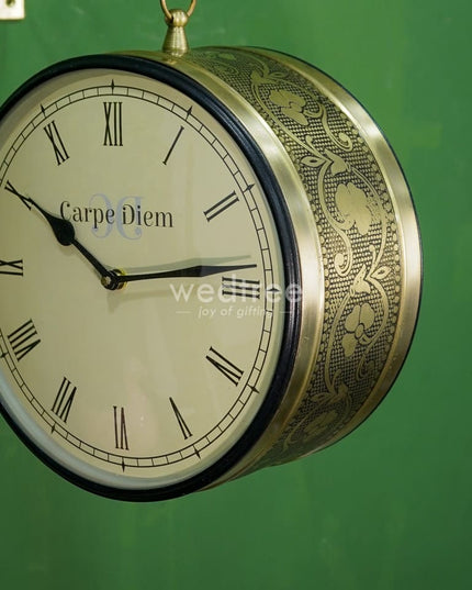 Railway Clocks - Brass Antique With Floral Design Wl0201 Wall Clocks
