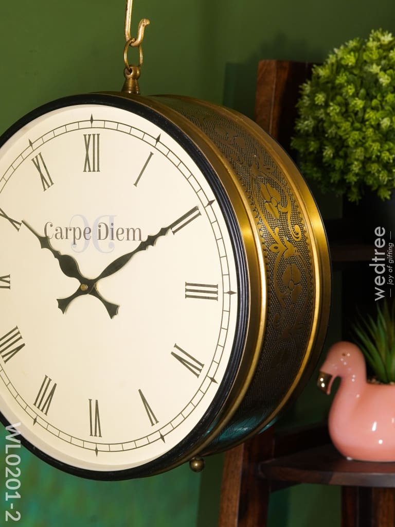 Railway Clocks - Brass Antique With Floral Design Wl0201 Wall Clocks