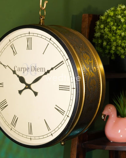 Railway Clocks - Brass Antique With Floral Design Wl0201 Wall Clocks
