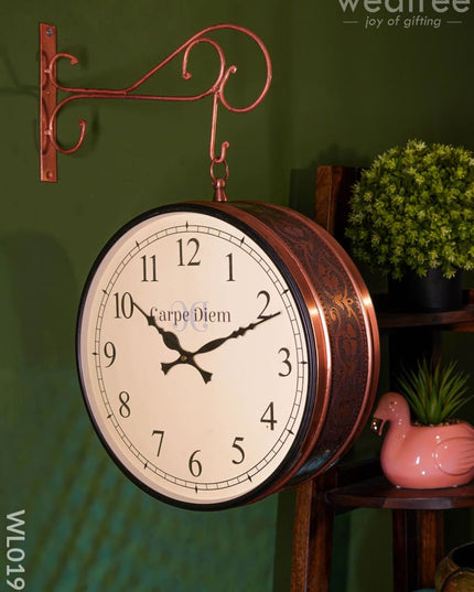 Railway Clocks - Copper With Floral Design 12Inches Wall Clocks