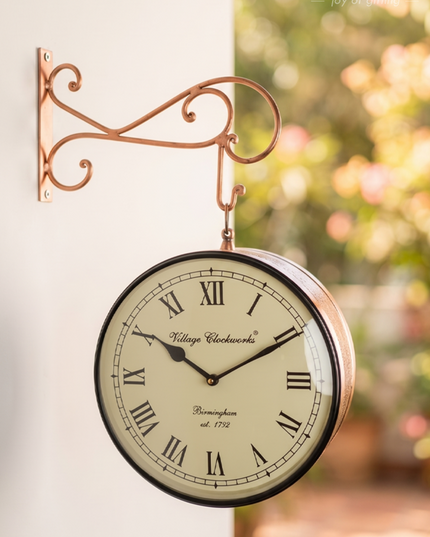 Railway clocks - Copper with floral design - Wall Clocks