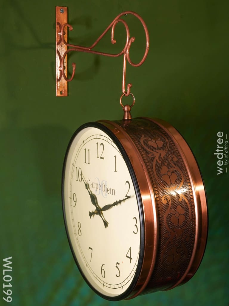Railway Clocks - Copper With Floral Design Wall Clocks