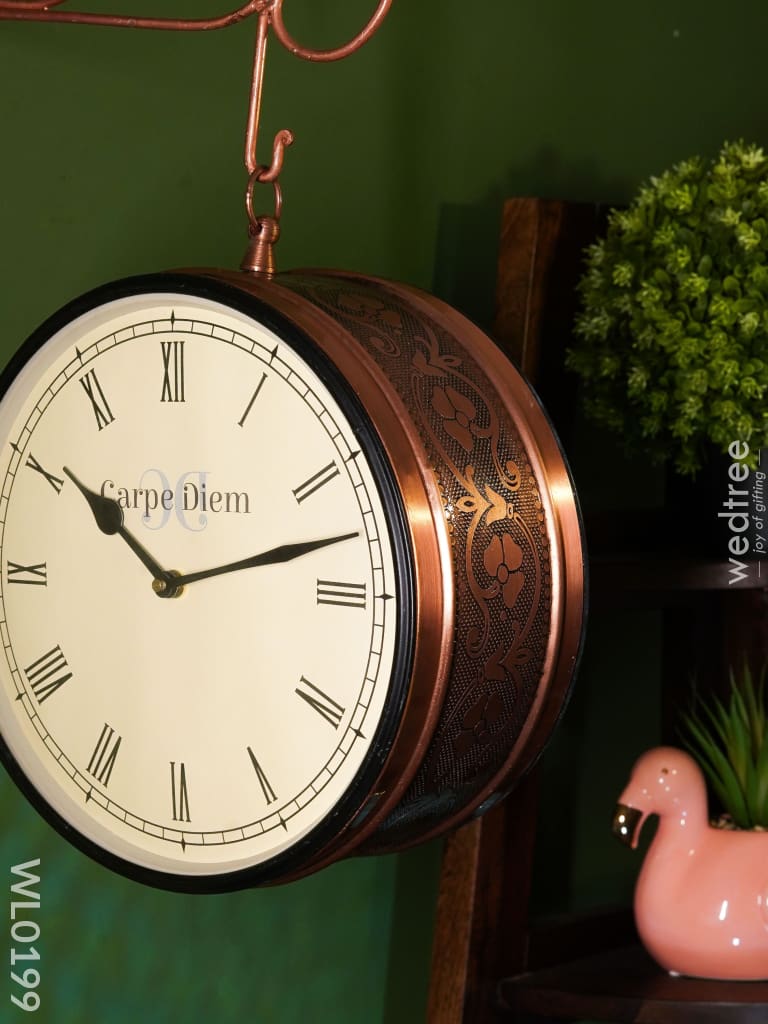 Railway Clocks - Copper With Floral Design Wall Clocks
