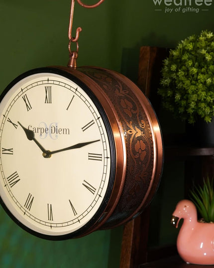 Railway Clocks - Copper With Floral Design Wall Clocks