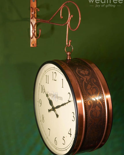 Railway Clocks - Copper With Floral Design Wall Clocks