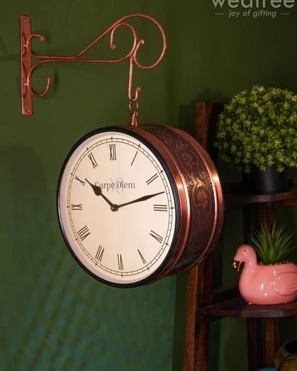 Railway clocks - Copper with floral design - Wall Clocks