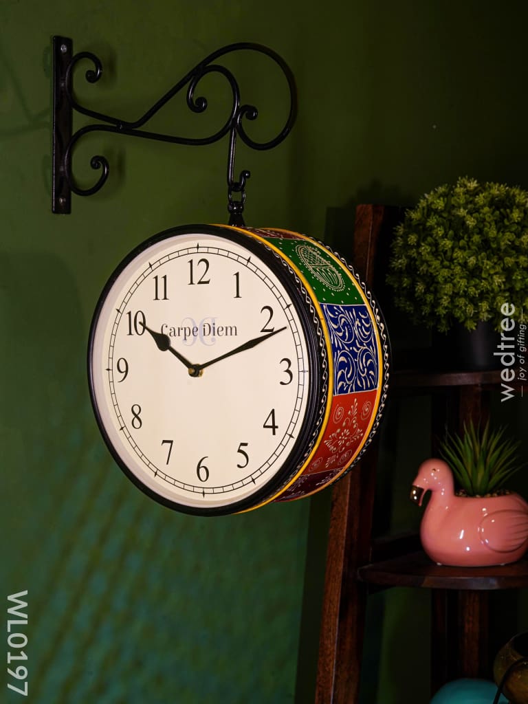 Railway Clocks - Hand Painted Clock In Multi Colour Design Work 10Inches Wall Clocks