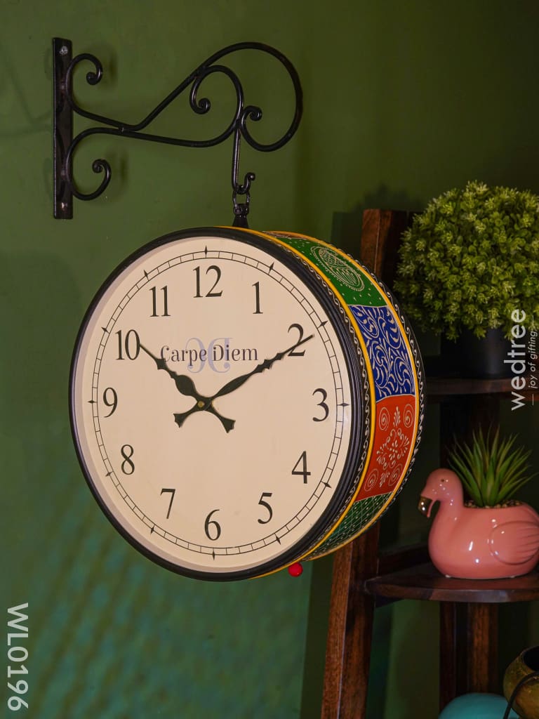 Railway Clocks - Hand Painted Clock In Multi Colour Design Work 12Inches Wall Clocks