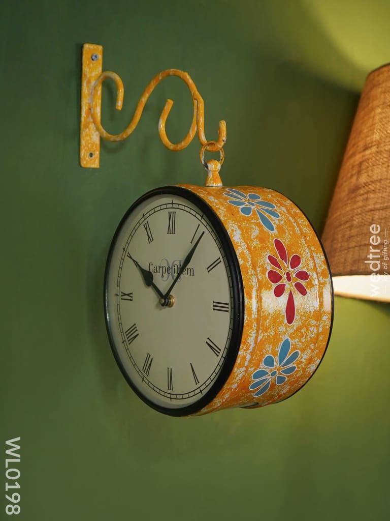 Railway Clocks - Hand Painted Clock In Multi Colour Design Work 8Inches Wall Clocks