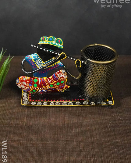 Rajasthani Musical Pen Stand - Flute Wl1891 Metal Decor Utility