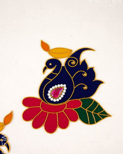 Rangoli: Annapakshi with Diya - Set of 2 - WL5986 - Rangoli