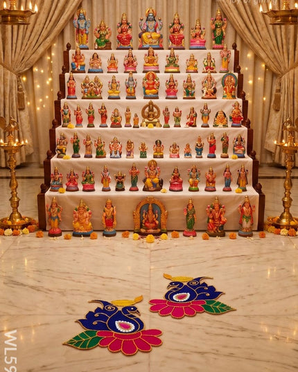 Rangoli: Annapakshi with Diya - Set of 2 - WL5986 - Rangoli