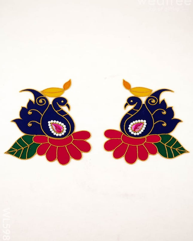 Rangoli: Annapakshi with Diya - Set of 2 - WL5986 - Rangoli
