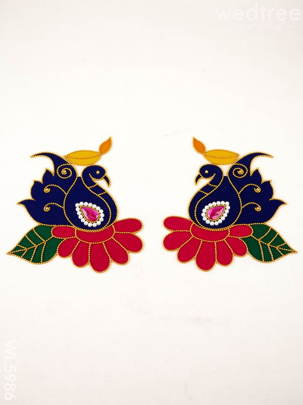 Rangoli: Annapakshi with Diya - Set of 2 - WL5986 - Rangoli