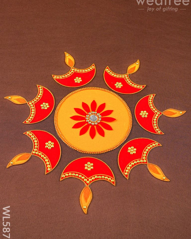 Rangoli - Flower - Set of 6 Diya - WL5873 - Rangoli
