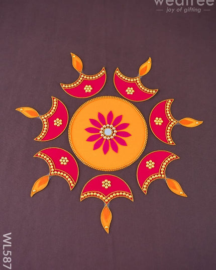 Rangoli - Flower - Set of 6 Diya - WL5873 - Rangoli