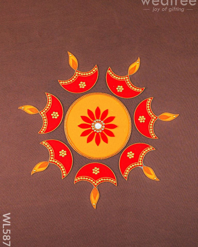 Rangoli - Flower - Set of 6 Diya - WL5873 - Rangoli