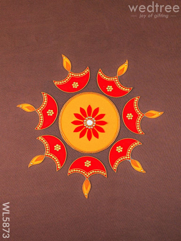 Rangoli - Flower - Set of 6 Diya - WL5873 - Rangoli