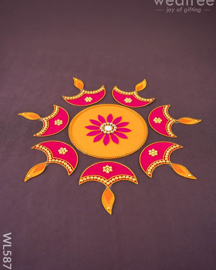 Rangoli - Flower - Set of 6 Diya - WL5873 - Rangoli