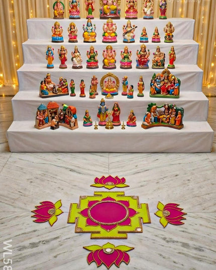 Rangoli - Lakshmi Peetam - Set of 4 Lotus - WL5870 - Rangoli