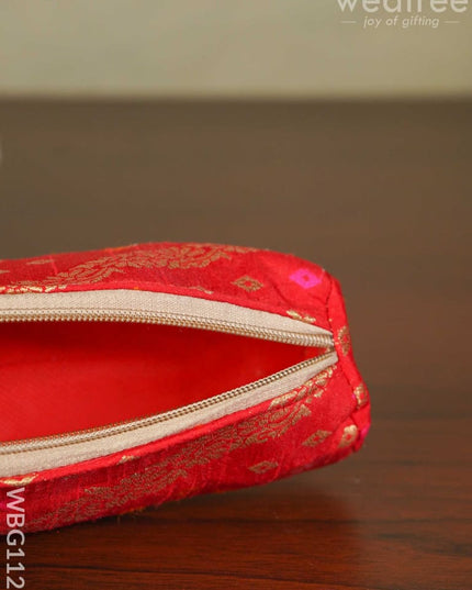 Raw Silk Fabric Pencil Pouch - Wbg1126 Kids Return Gifts