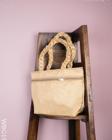Raw Silk Flower Design Handbag - 10 inch - WBG1900 - Hand Bags