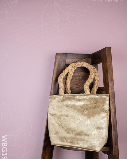 Raw Silk Flower Design Handbag - 10 inch - WBG1900 - Hand Bags