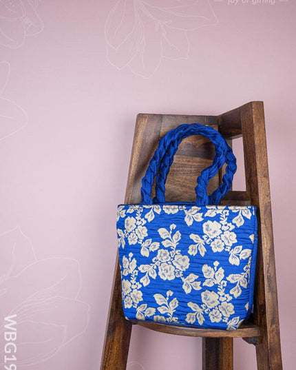 Raw Silk Flower Design Handbag - 10 inch - WBG1900 - Hand Bags