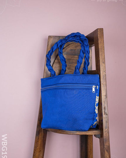 Raw Silk Flower Design Handbag - 10 inch - WBG1900 - Hand Bags