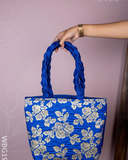 Raw Silk Flower Design Handbag - 10 inch - WBG1900 - Hand Bags