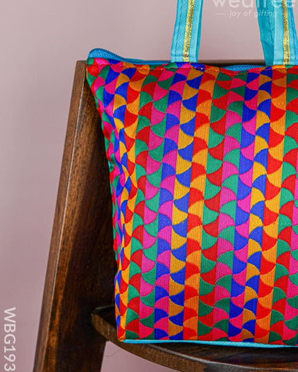Raw Silk Hand Bag with Golden Design - 10x9 inch - WBG1934 - Hand Bags