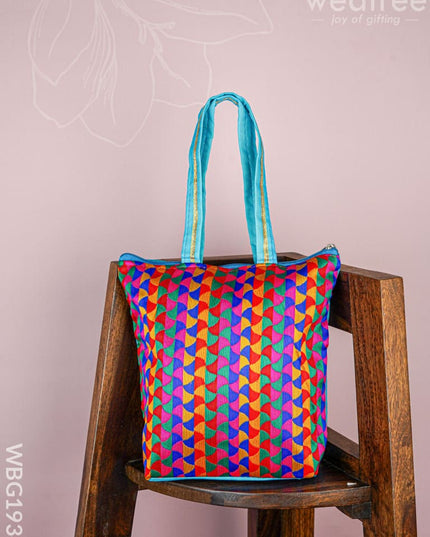 Raw Silk Hand Bag with Golden Design - 10x9 inch - WBG1934 - Hand Bags