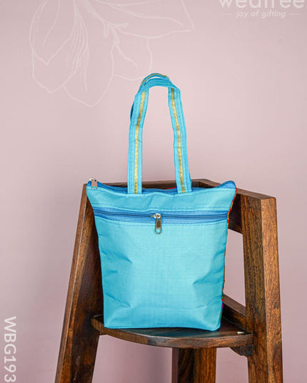 Raw Silk Hand Bag with Golden Design - 10x9 inch - WBG1934 - Hand Bags
