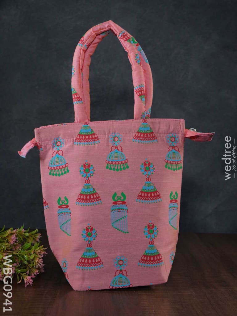Raw Silk Hand Bag With Jhumka Print - Wbg0941 Bags