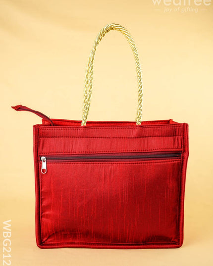 Raw Silk Handbag with Annapakshi Print - WBG2125 - Hand Bags