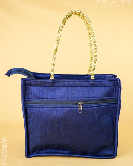 Raw Silk Handbag with Annapakshi Print - WBG2125 - Hand Bags