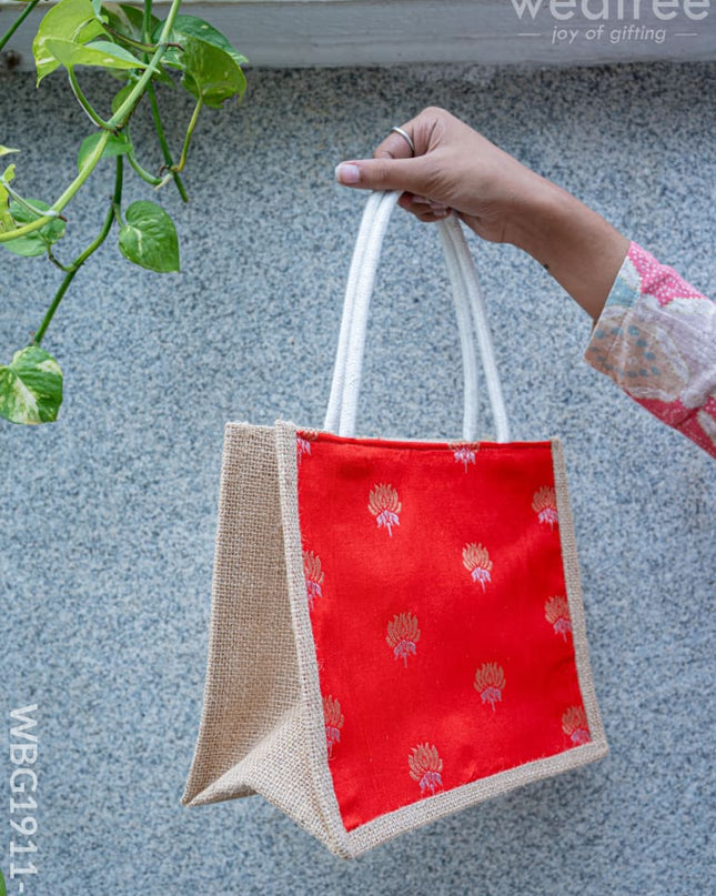 Raw Silk Jute Bag - 10x8 inch - WBG1911-1 - Jute Bags