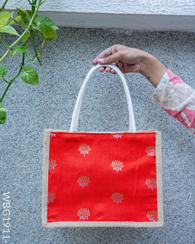 Raw Silk Jute Bag - 10x8 inch - WBG1911-1 - Jute Bags
