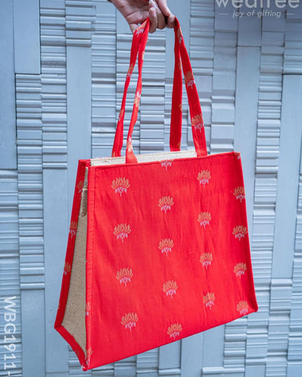 Raw Silk Jute Bag - 12x12 inch - WBG1911-2 - Jute Bags