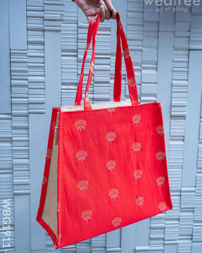 Raw Silk Jute Bag - 12x12 inch - WBG1911-2 - Jute Bags