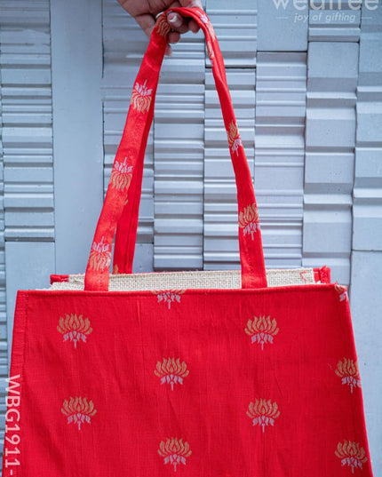 Raw Silk Jute Bag - 12x12 inch - WBG1911-2 - Jute Bags