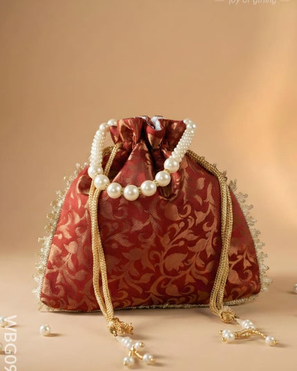Raw Silk Potli Bag - WBG0953 - Potli Bags