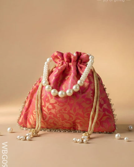 Raw Silk Potli Bag - WBG0953 - Potli Bags