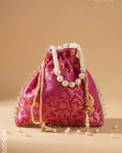 Raw Silk Potli Bag - WBG0953 - Potli Bags