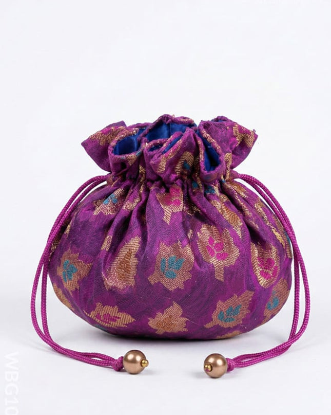 Raw Silk Potli Bag - WBG1065 - Potli Bags