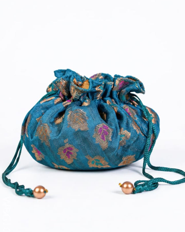 Raw Silk Potli Bag - WBG1065 - Potli Bags