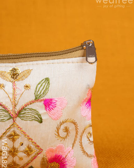 Raw Silk Purse - Embroidery Design - WBG1821 - Clutches & Purses